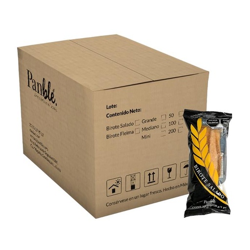 Caja 100pz Birote Salado Mediano 120g MX