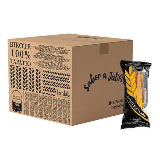 [PTCD0102] Caja Delivery 12pz Birote Salado Mediano 120g c/u Formulado Panblé